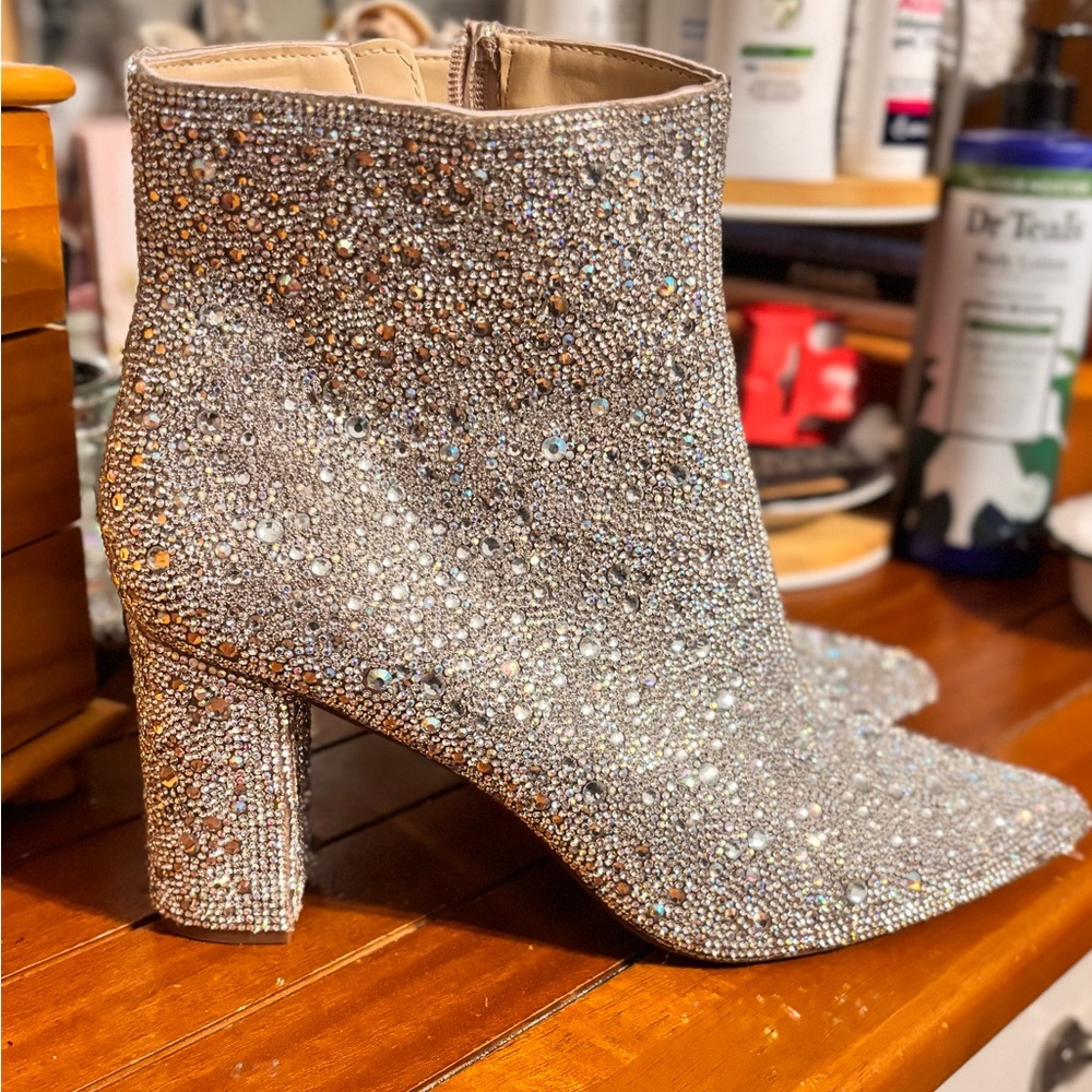 Sparkling Silver Ankle Boots